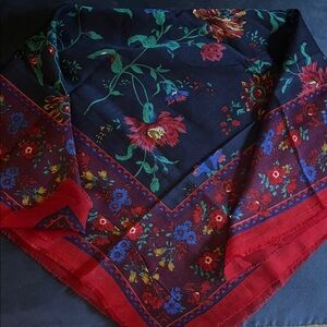 Challis by Berkshire Floral Scarf - Black and Red Made in Japan